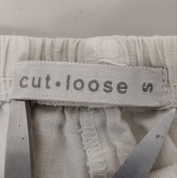 Cut Loose Linen Elastic Waist High Rise Lagenlook Minimalist Wide Leg Pants Sz S - Picture 11 of 14